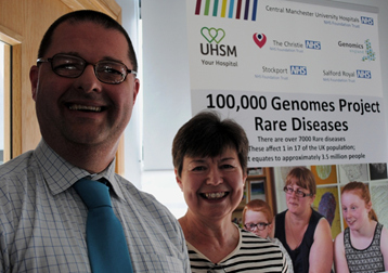 A photo from the 100,000 genomes project two year milestone celebration at the Manchester Centre for Genomic Medicine, focussing on rare diseases